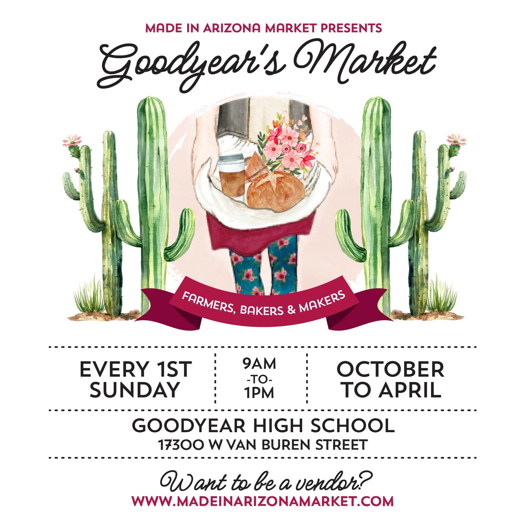 Be a Vendor at our Goodyear's Market on November 1, 2026 for the Made in Arizona Market at the Goodyear High School